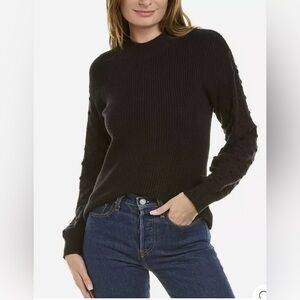 Vince Camuto Women’s Bobble Stitch Sleeve Pullover Black Sweater- Size Large